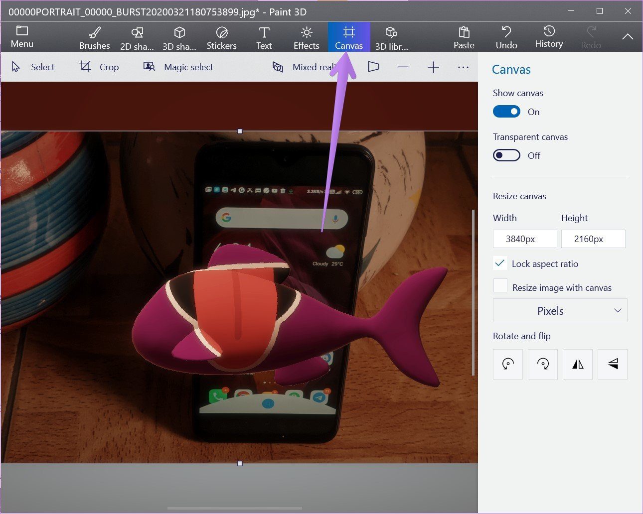 Как использовать Paint 3D для редактирования фотографий 20