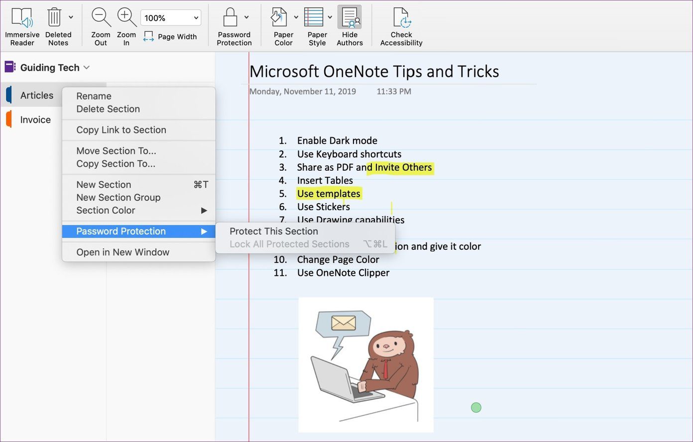 Пароль Onenote