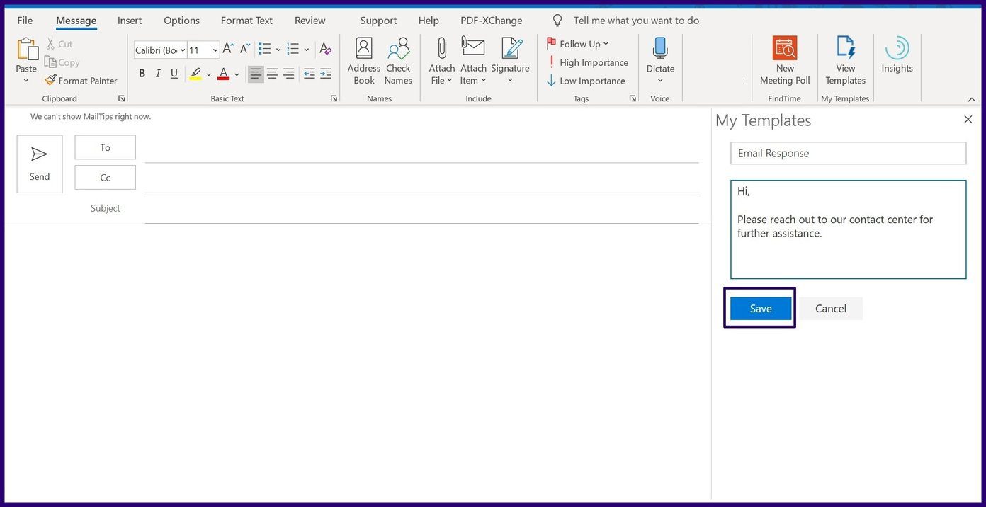 Создайте шаблон электронной почты в Microsoft Outlook, шаг 6