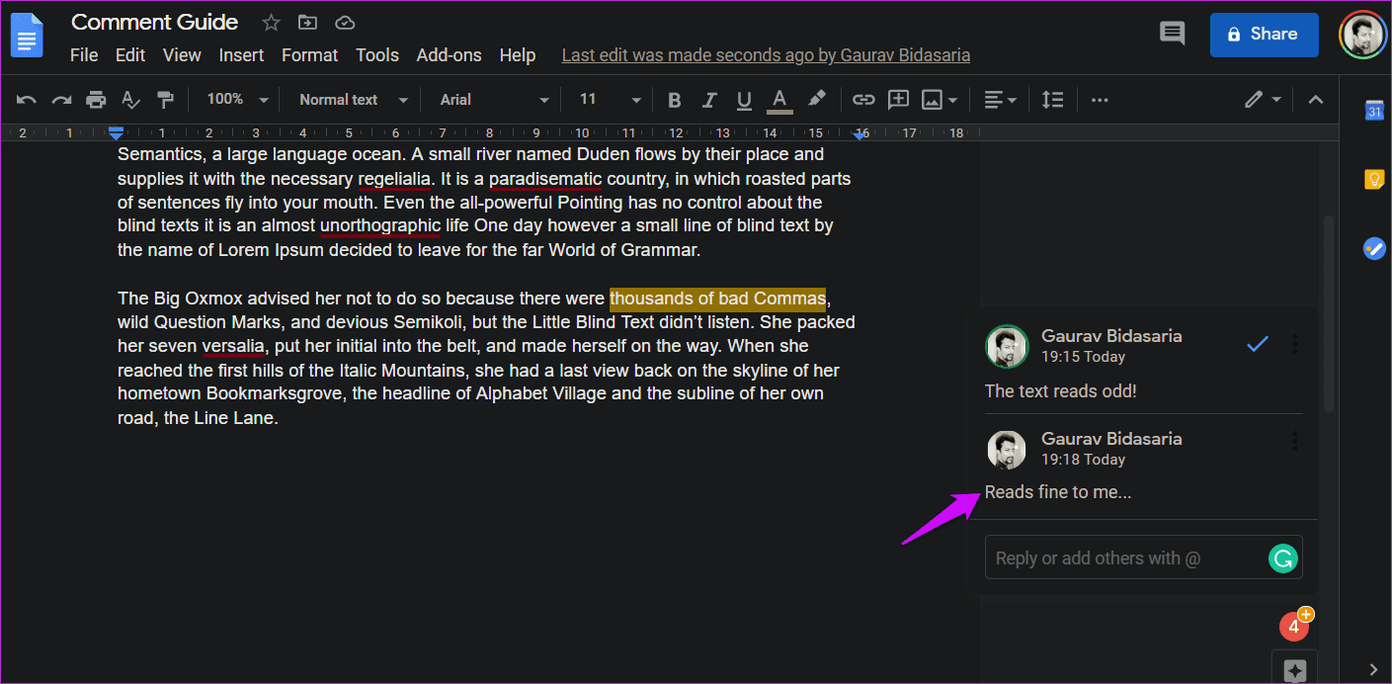 Руководство по добавлению и управлению комментариями в Google Docs 4