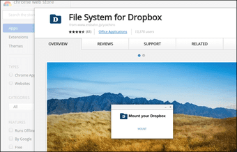Файловая система для Dropbox в магазине Chrome