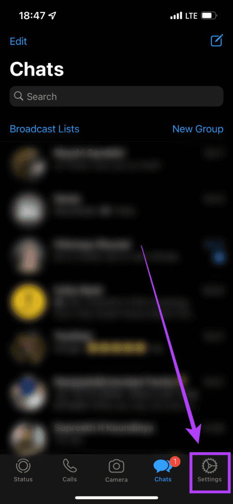 Вариант настроек WhatsApp