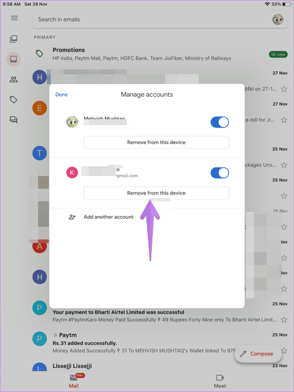 Выйти из gmail android iphone ipad 9