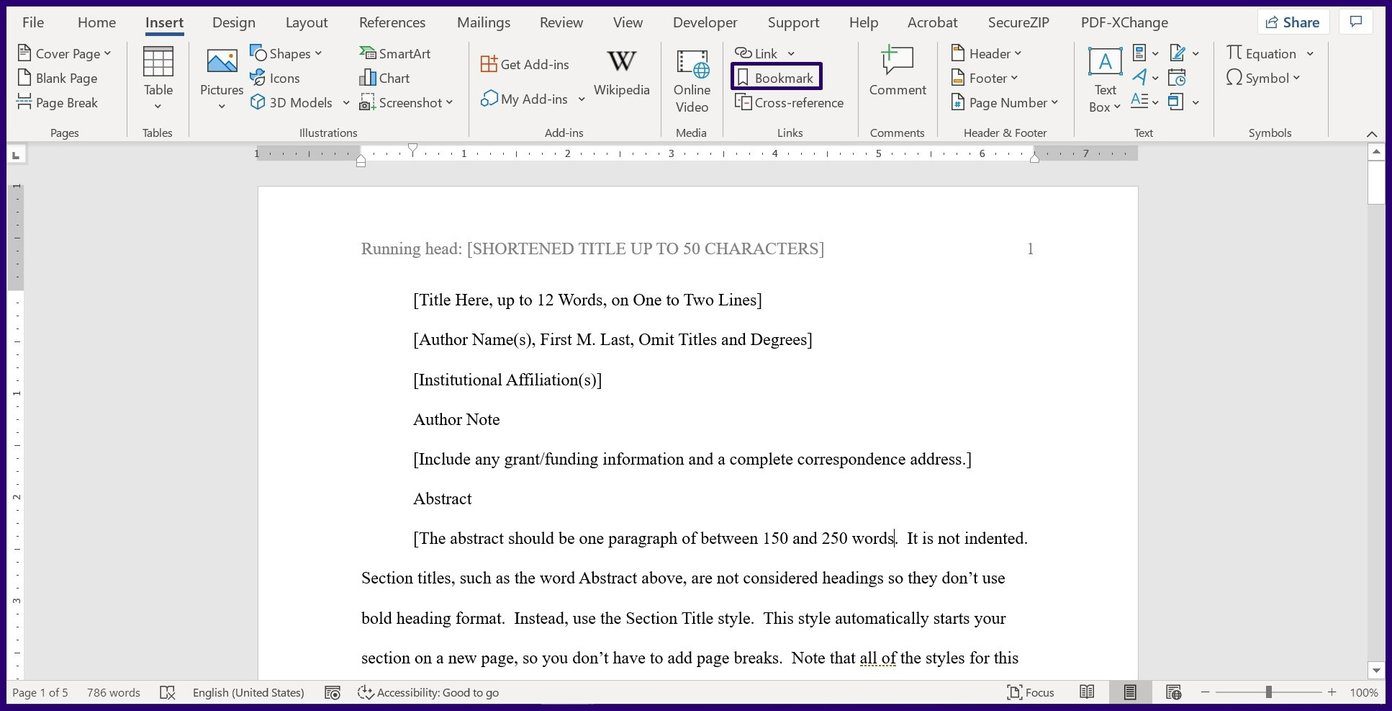 Как управлять закладками в Microsoft Word шаг 4