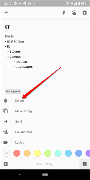 Перенести перенос Google Keep Notes в другую учетную запись 13