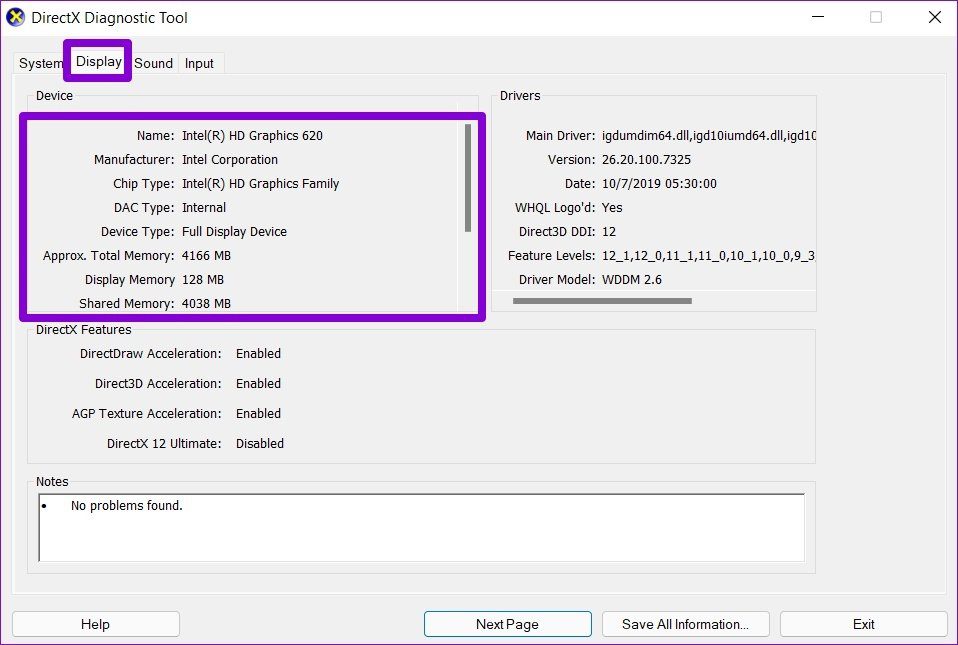 Информация о драйвере в Windows 11