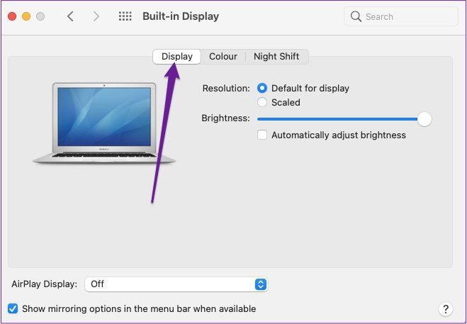 Встроенные настройки дисплея Mac