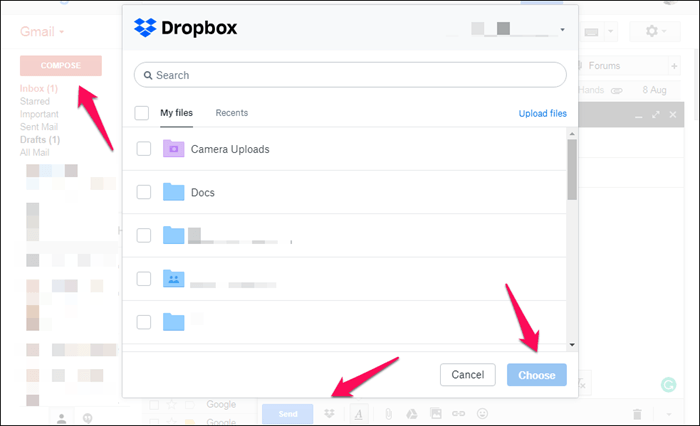 Доступ и использование Dropbox из Gmail 4