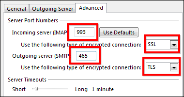 Порты Imap для Outlook 2013 Google Apps