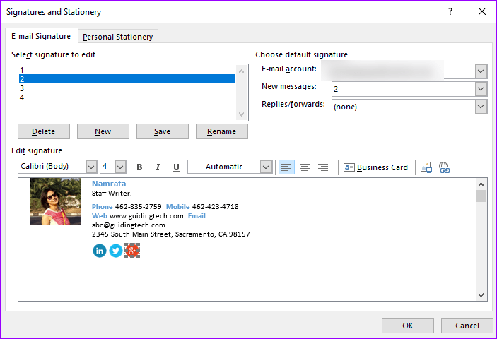 Добавить подписи Outlook 2