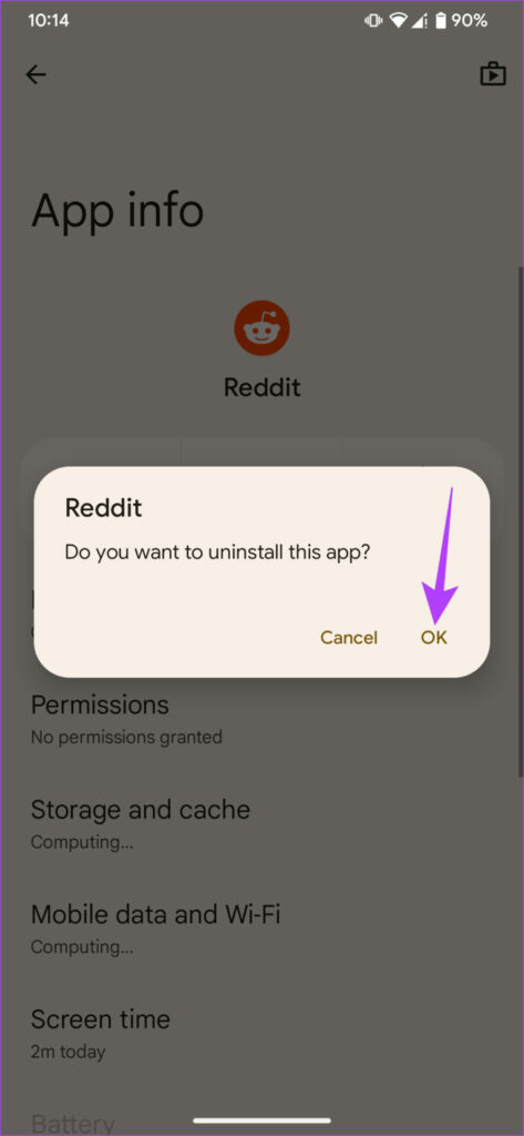 Удалить приложение Reddit на Android