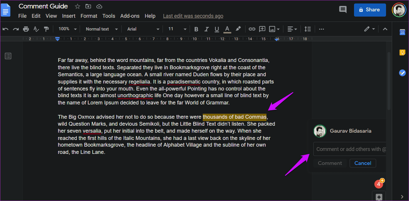 Руководство по добавлению и управлению комментариями в Google Docs 2