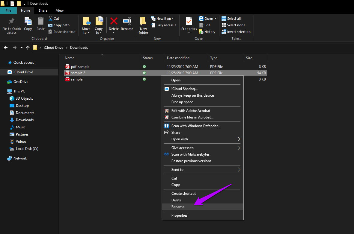 Переименовать папки с файлами iCloud Drive 7