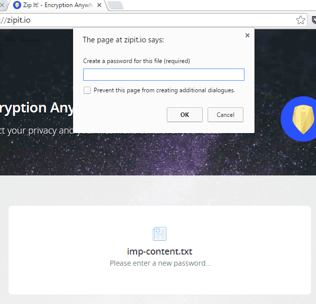 Запрос пароля Zipit