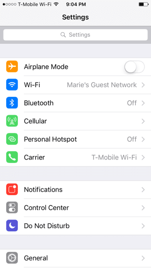 Настройки помощи Wi-Fi для iOS 9 1