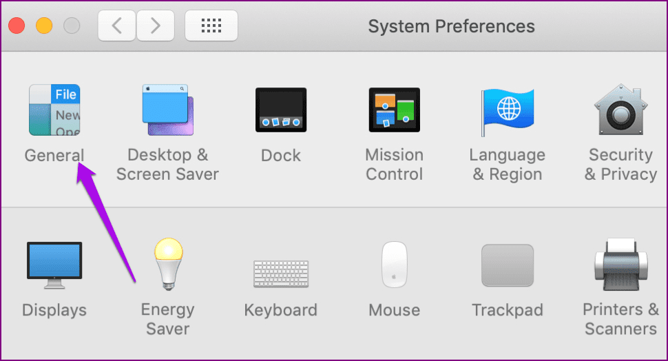 Отключить устройства в темном режиме Системные настройки Mac Общие
