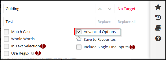 Найти и заменить для текста Advanced