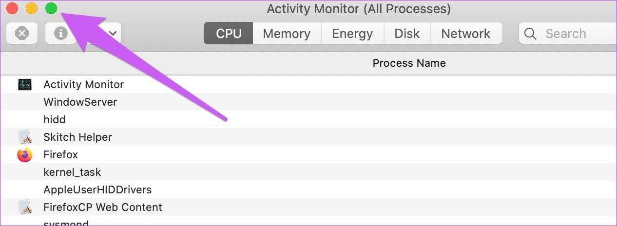 Исправить монитор активности, не отображающий столбцы mac 08