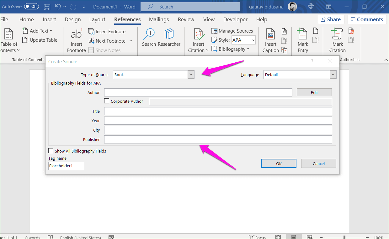 Как добавить цитаты и библиографию в Microsoft Word 3