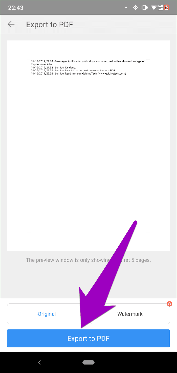 Экспорт чата Whatsapp Pdf Android 01