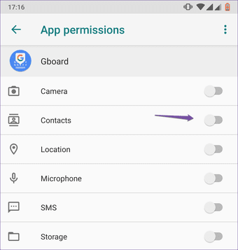 Разрешения приложения Gboard для Android