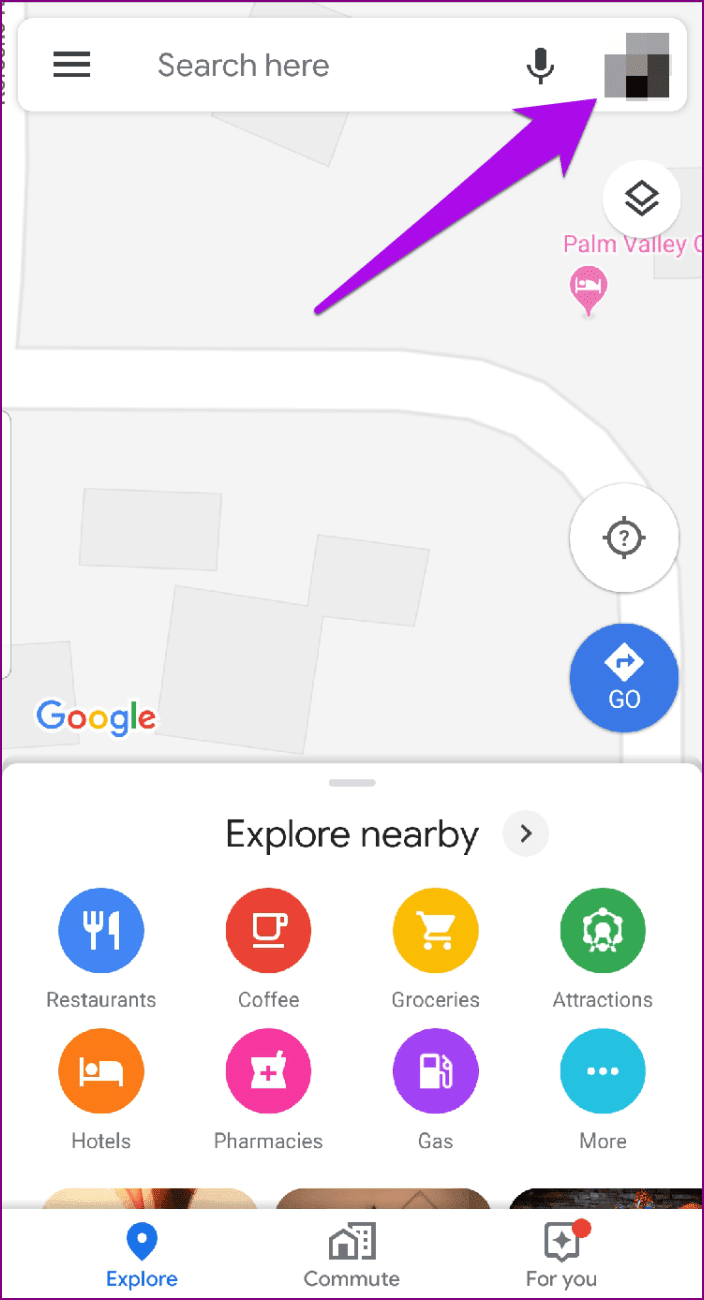 Значок профиля в режиме инкогнито Google Maps