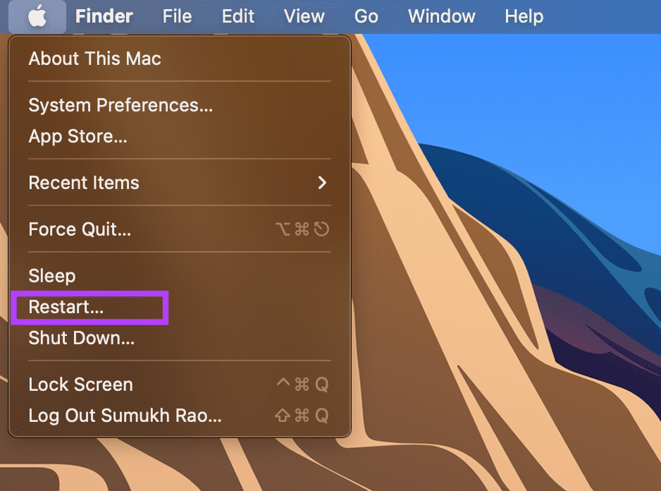 Перезагрузите свой Mac