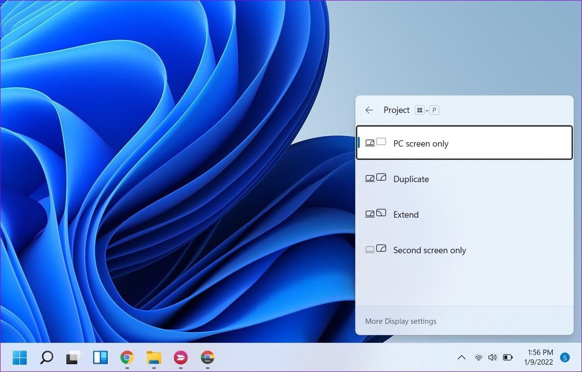 Настройки проекции в Windows 11
