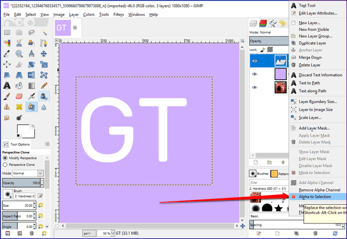 Видеть сквозь текст Gimp 8
