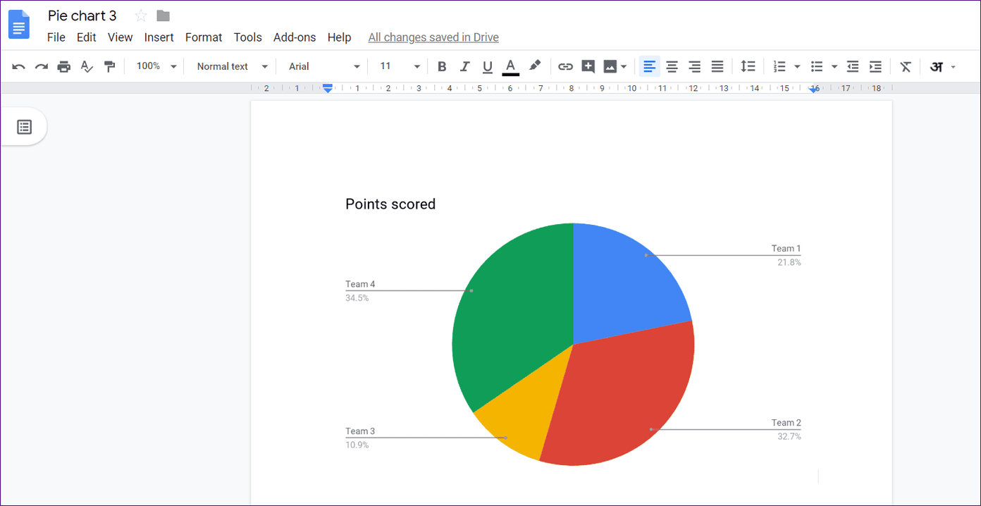 Добавить круговую диаграмму Google Docs 3