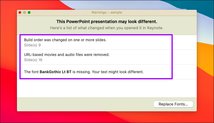 Преобразование презентации Powerpoint в Keynote 9