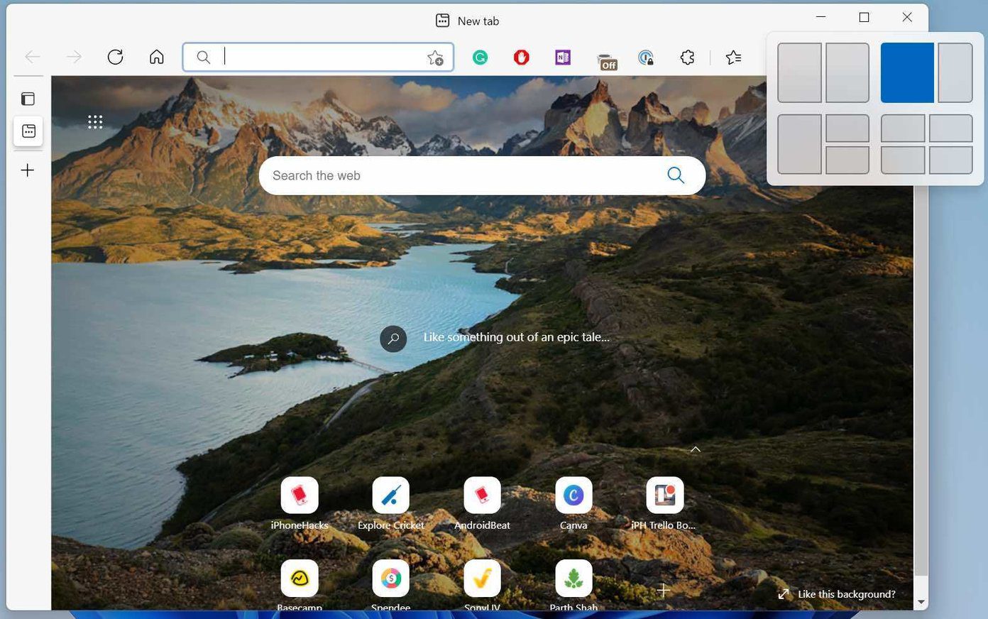 Разделенное меню Windows