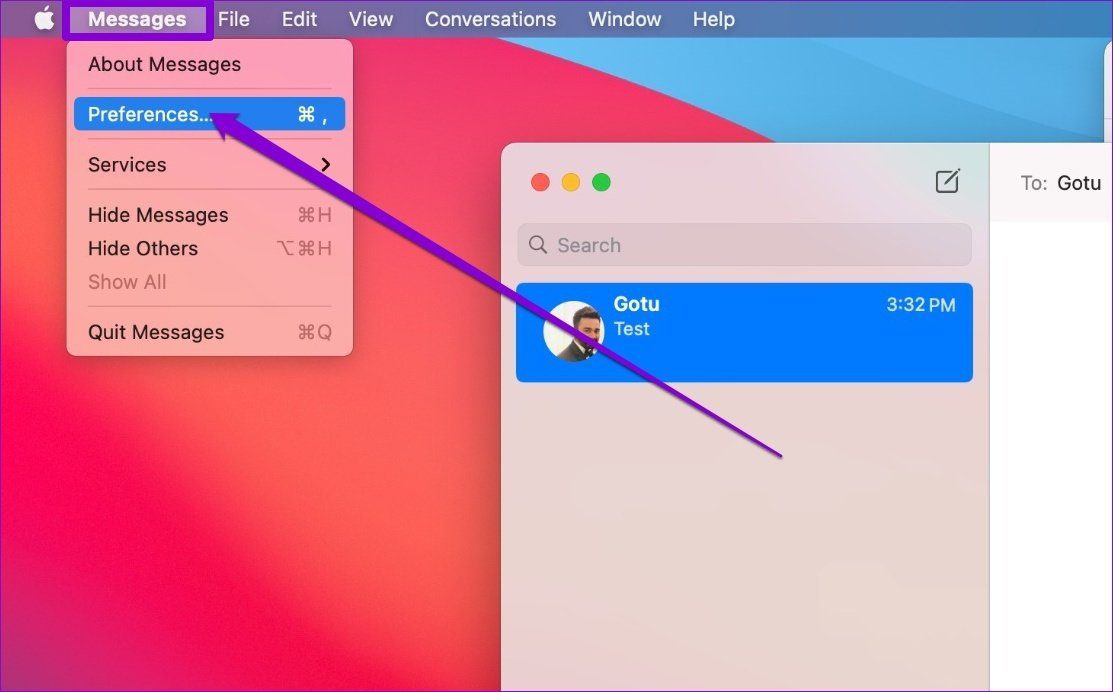 Настройки сообщений на Mac