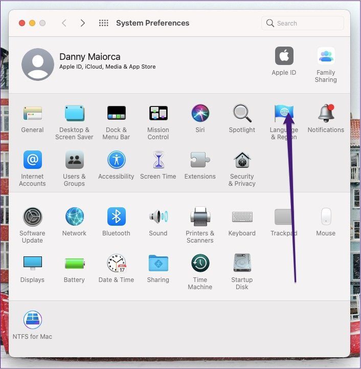 Вкладка «Системные настройки Mac