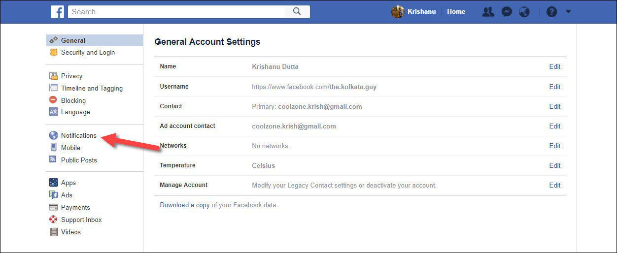 Уведомления на странице Facebook 5