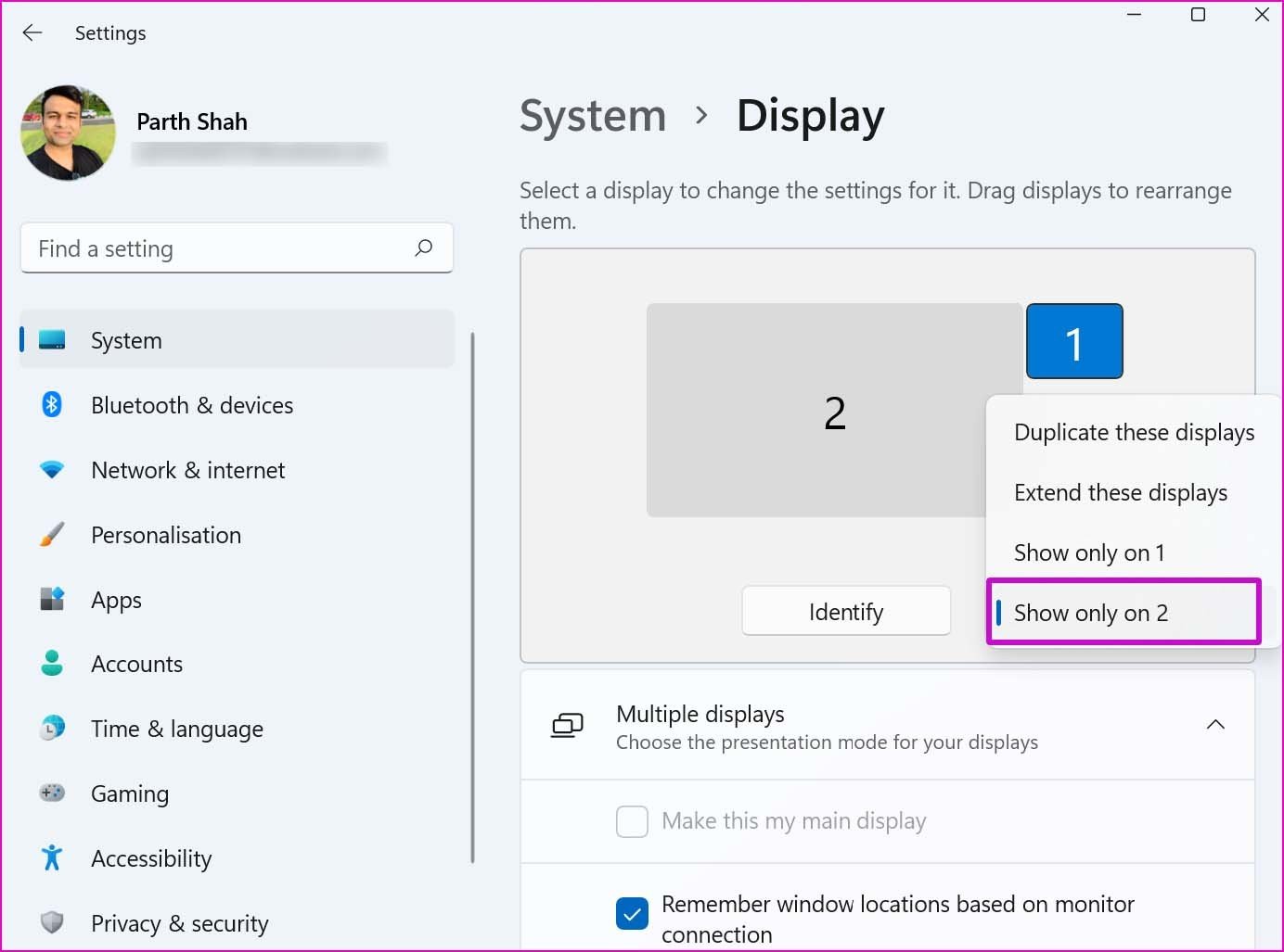 Изменить вывод на дисплей Windows 11, не обнаруживая монитор HDMI