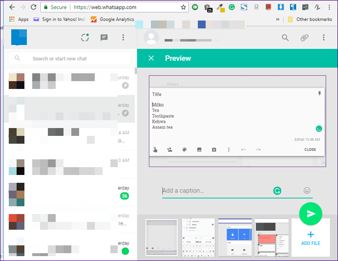 Поделиться скриншотом WhatsApp Web 4