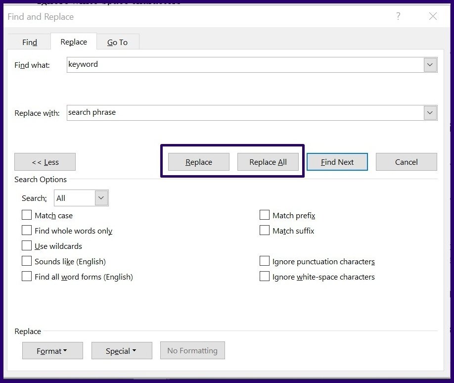 Как использовать поиск и замену в Microsoft Word шаг 12