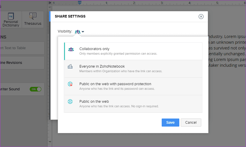 Zoho Docs Writer против Google Docs 11