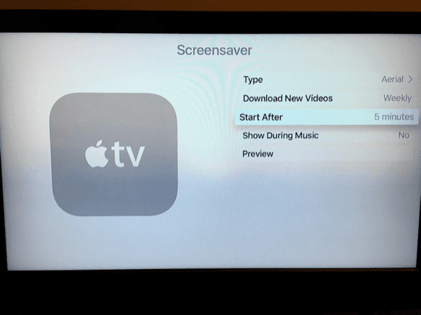 Настройки сна для заставки Apple Tv 3