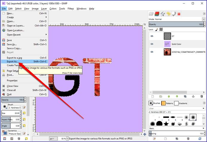 Видеть сквозь текст Gimp 15