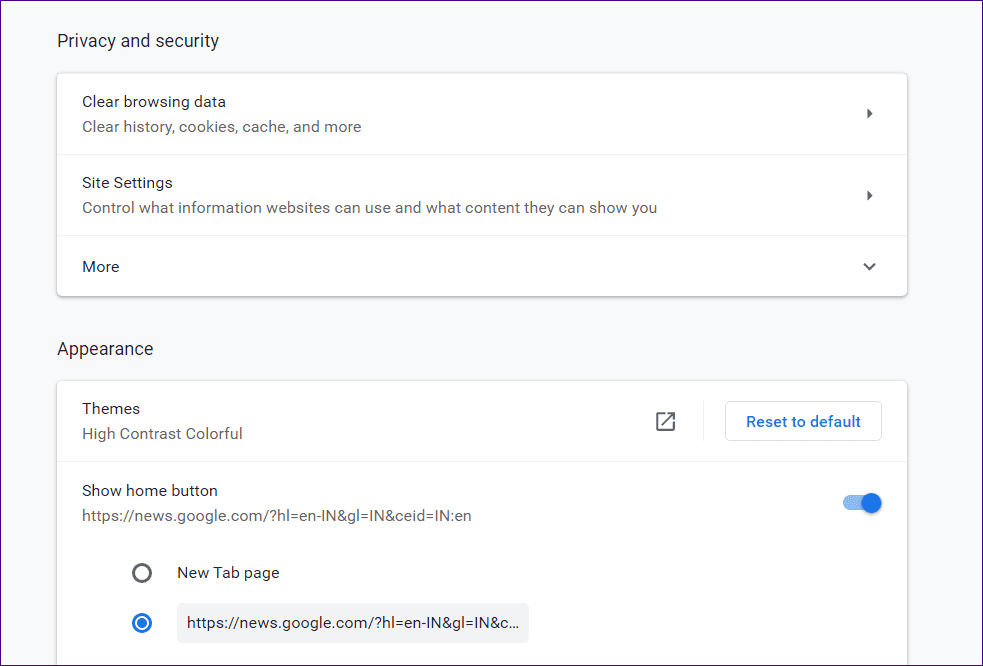 настроить Google Chrome 5