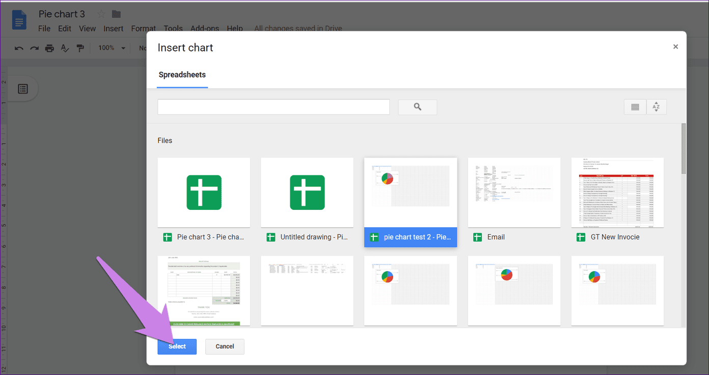 Добавить круговую диаграмму Google Docs 4