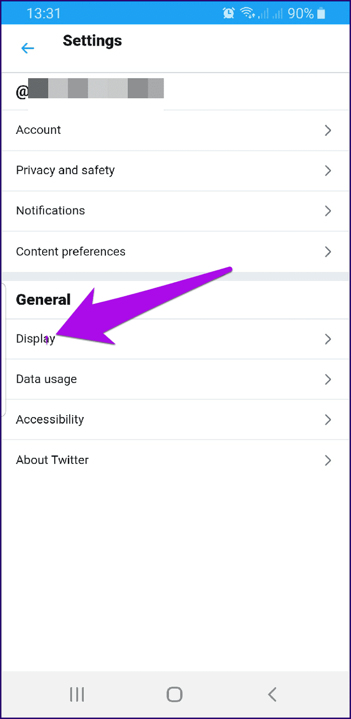 Отключить приложения темного режима Twitter General Display