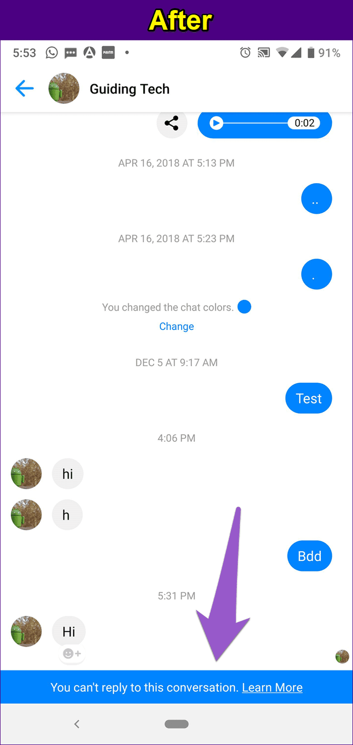 Заблокировать в Facebook Messenger 5