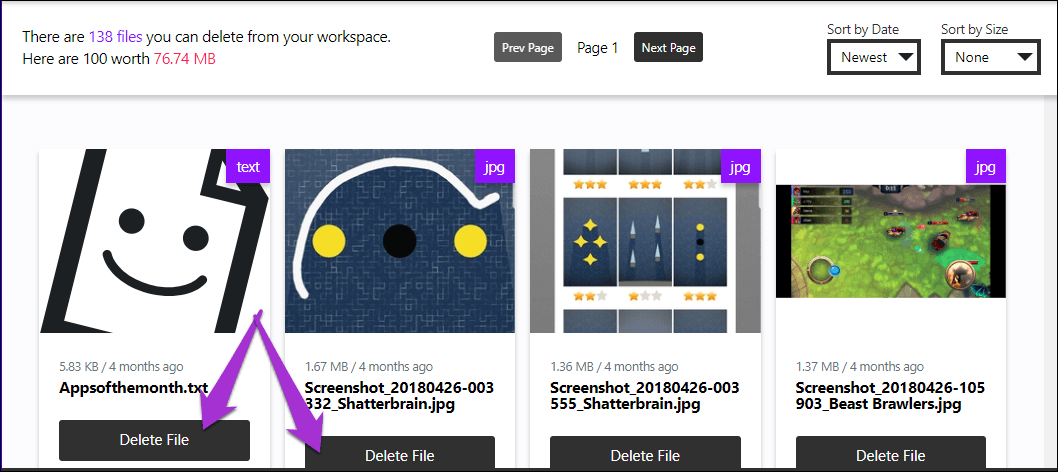 Удалить файлы Slack 6
