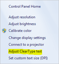 Панель управления Adjudt Clear Type