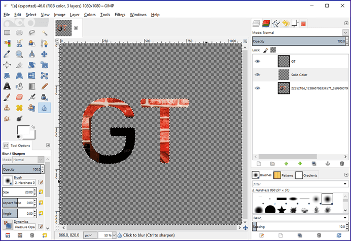 Видеть сквозь текст Gimp 19