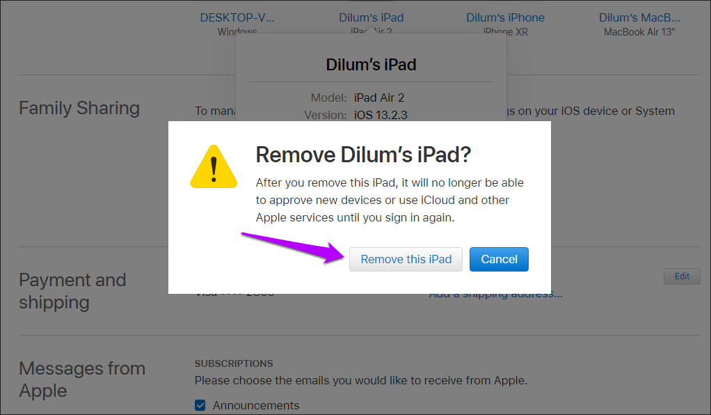 Удалить устройство из Apple ID 10
