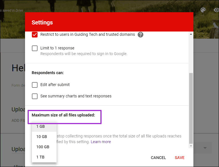 Как загрузить файлы в Google Forms 8